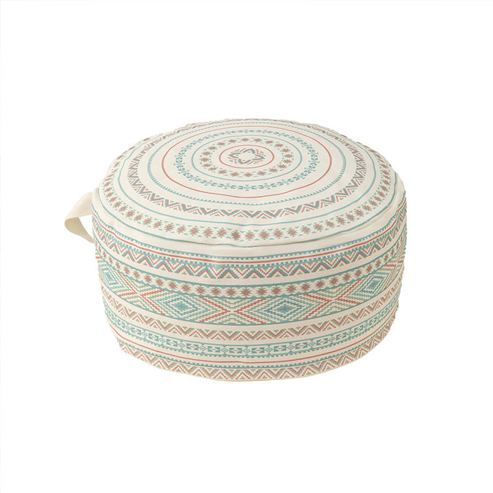 Boho mandala design seat cushion pouf with carrying handle