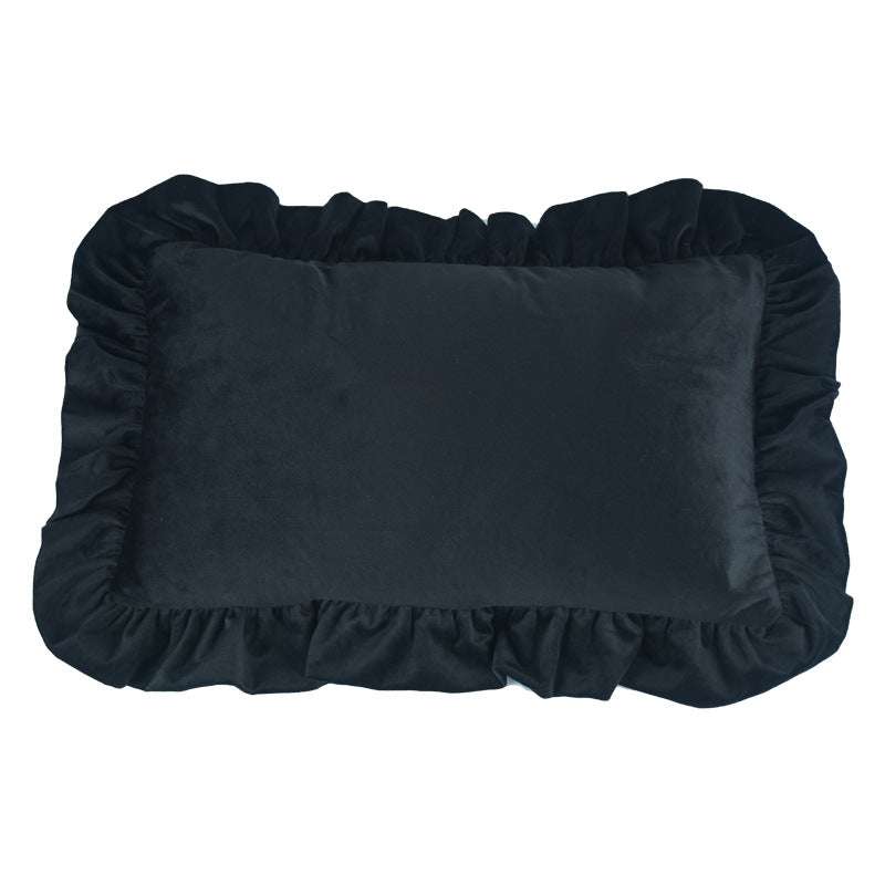 Plush Velvet Ruffled Rectangular Pillow Sham with Hidden Zipper