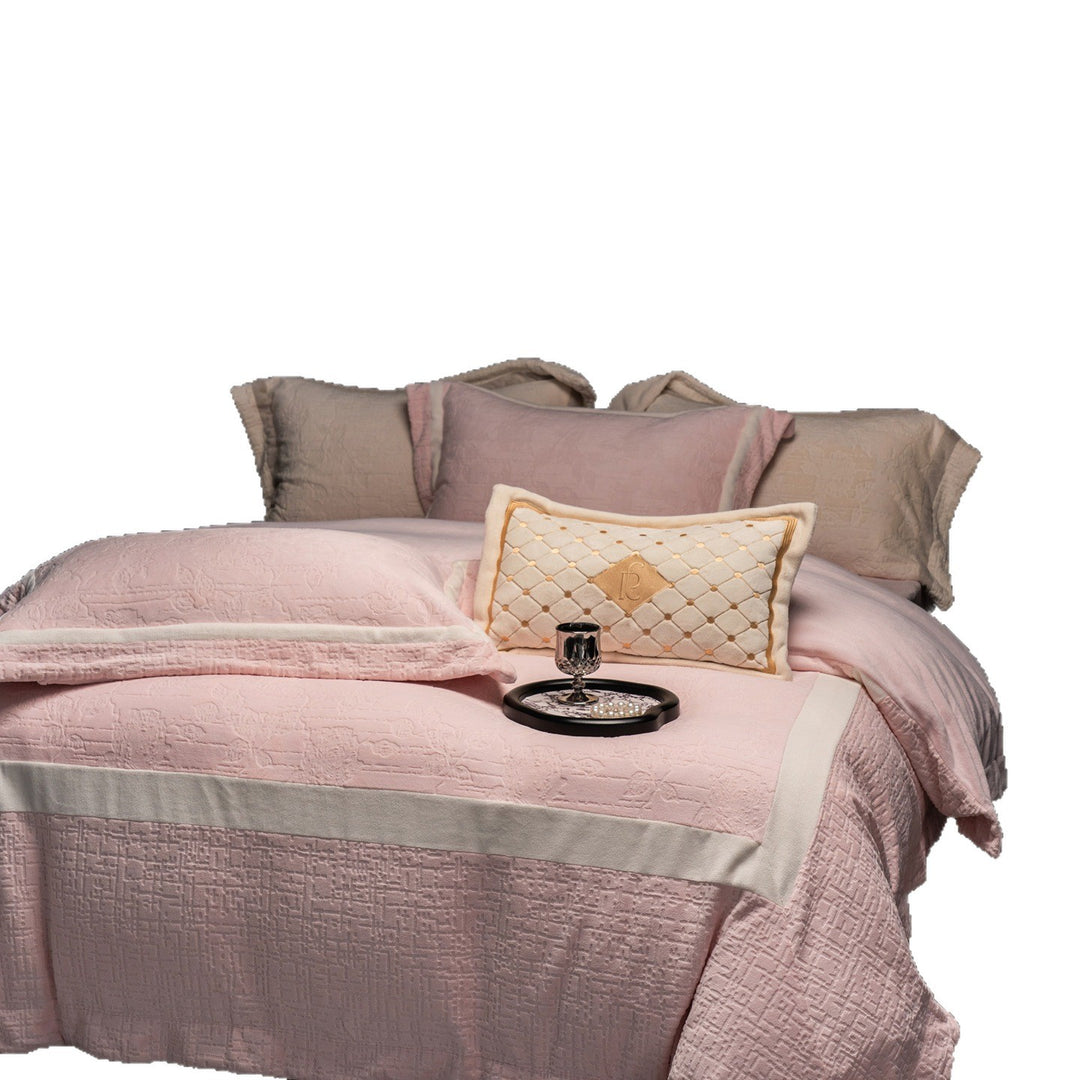 Luxurious velvet bedding set with relief structure and decorative trim