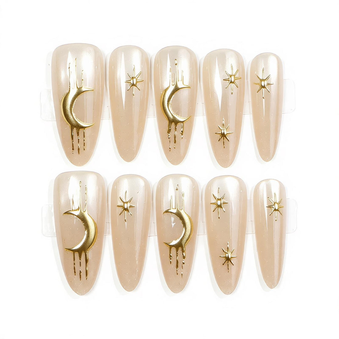 Celestial Themed Press-On Nail Art Set Stornfield