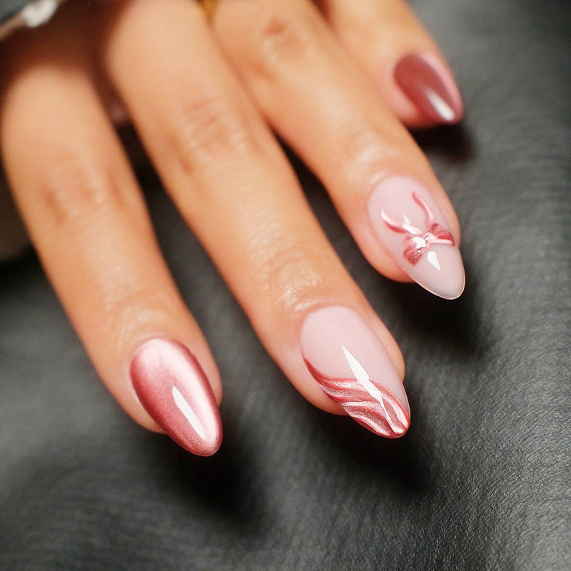 Decorative Stiletto Press-On Nails with Bow Accents Stornfield