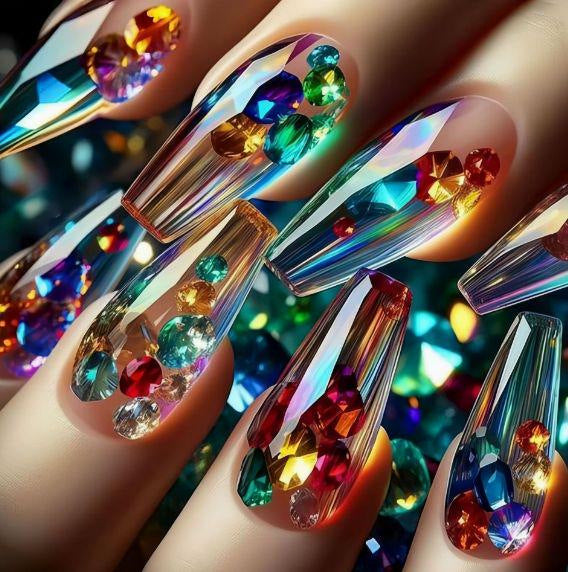 Decorative Crystal Acrylic Nail Enhancements Stornfield