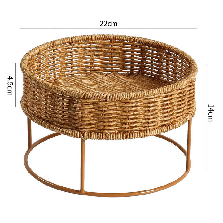 Round Woven Storage Tray with Metal Base Stornfield