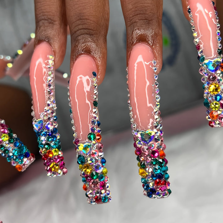 3D Decorative Press-On Nail Extensions with Sparkling Gem Accents Stornfield