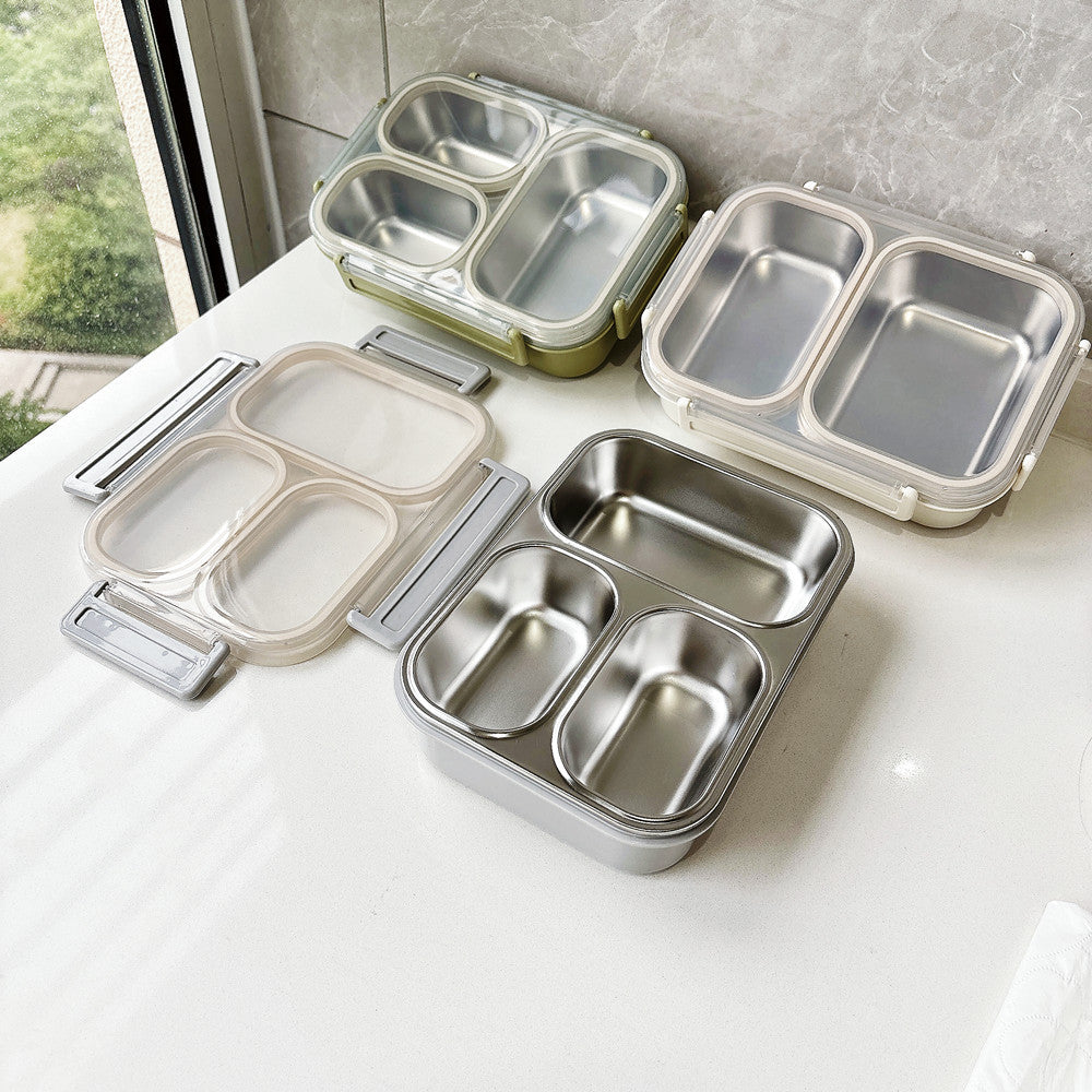 Dual-Compartment Steel Food Storage Container