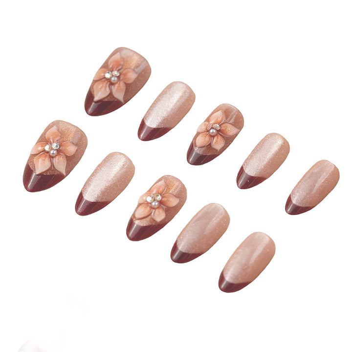 Decorative Press-On Nail Set with Floral Accents Stornfield 1787225159