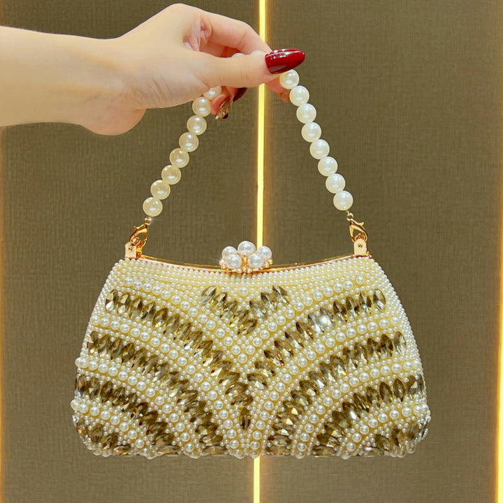 Decorative Pearl-Studded Evening Handbag