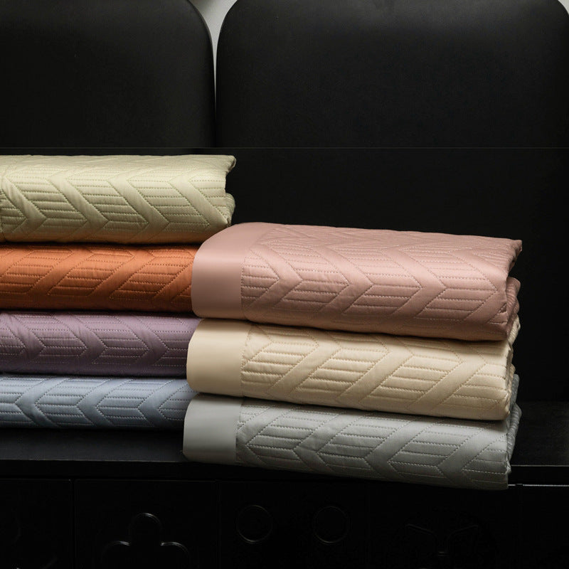 Quilted Chevron Bedspread Set with Reversible Coverlet and Pillow Shams