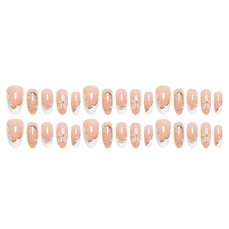Artificial nail set with elegant floral design and glamorous 3D applications Stornfield
