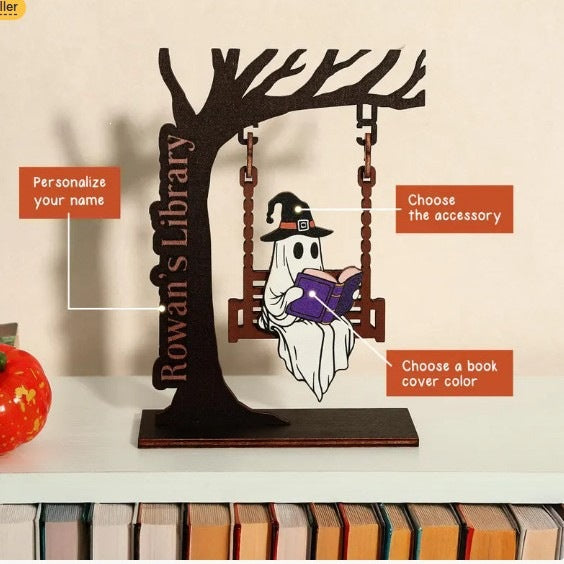 Whimsical Halloween Ghost and Cat Decoration Stornfield