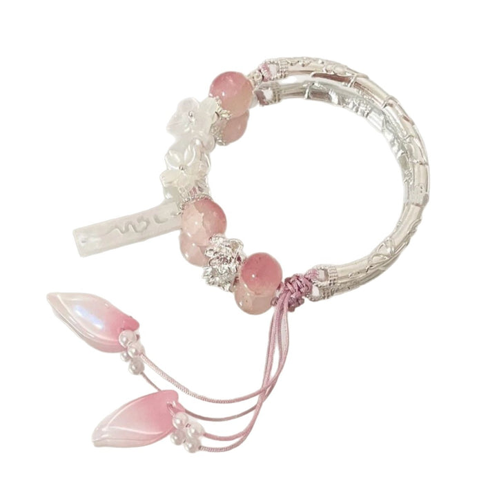 Floral Beaded Charm Bangle Bracelet Stornfield