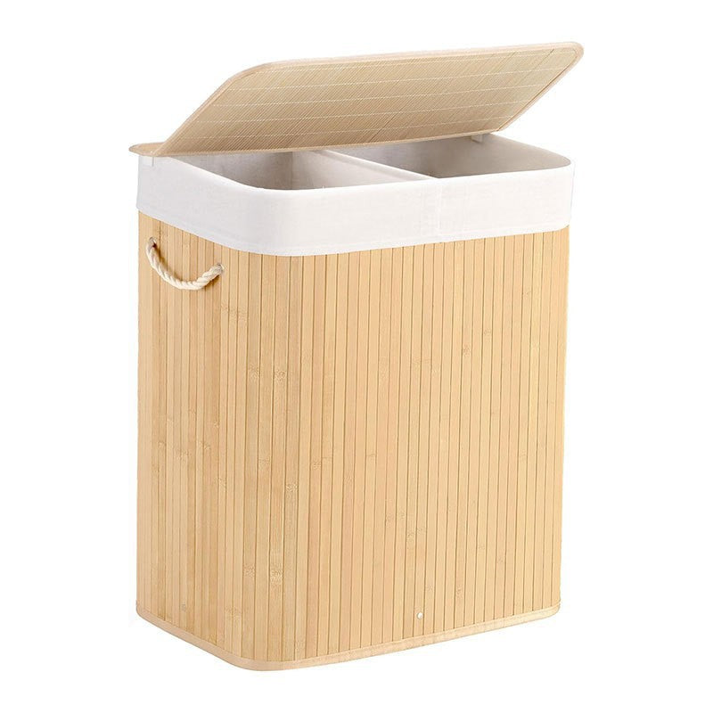 Large laundry basket with two compartments and removable lid Stornfield