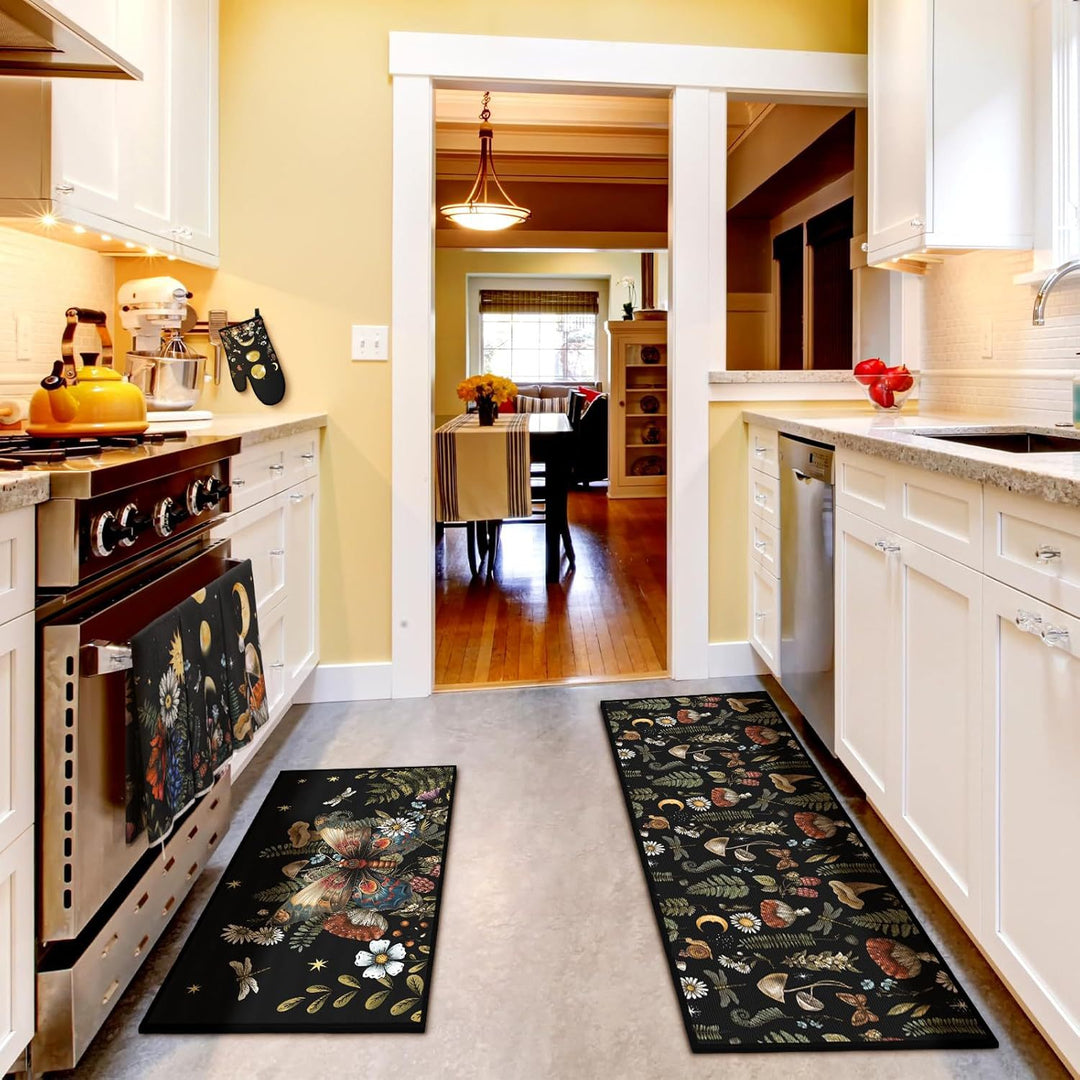 Colorful Floral Pattern Kitchen Mat Set