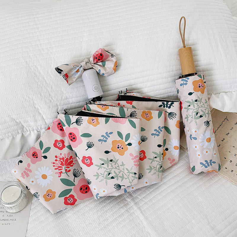 Ladies Folding Umbrella with Floral Design and Cute Details Stornfield