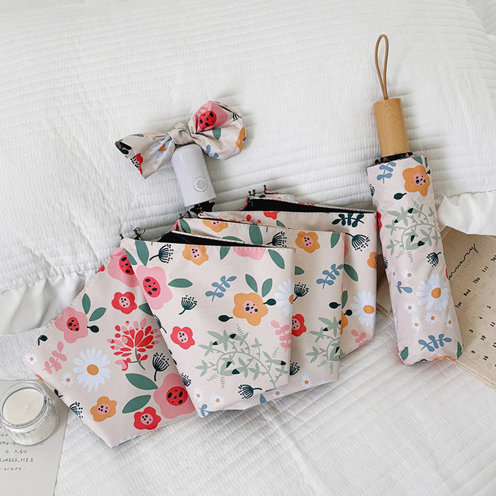 Ladies Folding Umbrella with Floral Design and Cute Details Stornfield