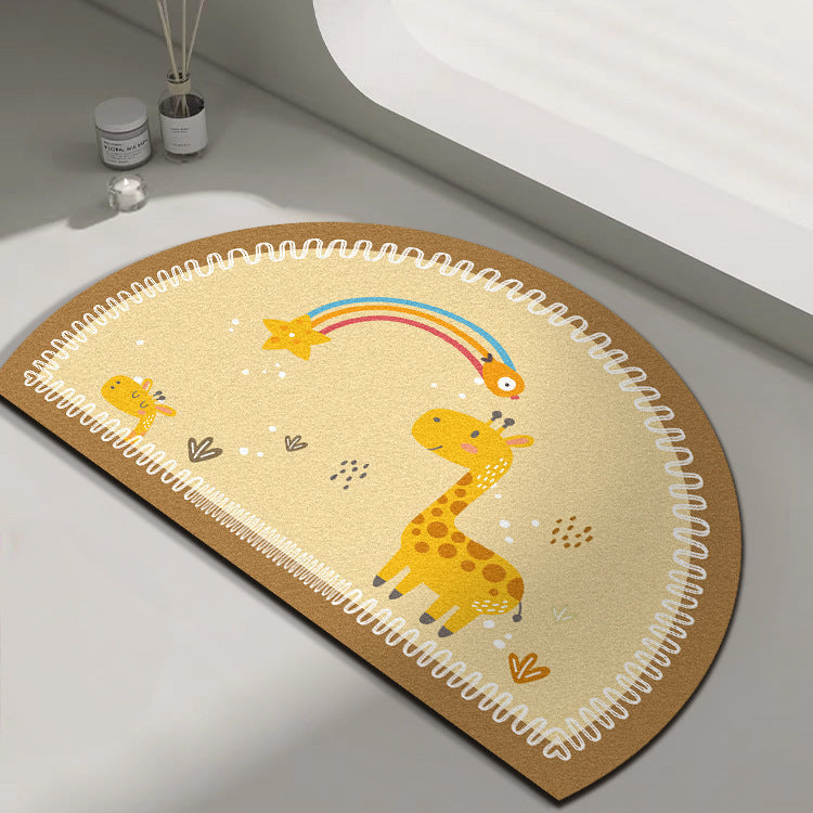 Playful Giraffe Themed Bath Mat