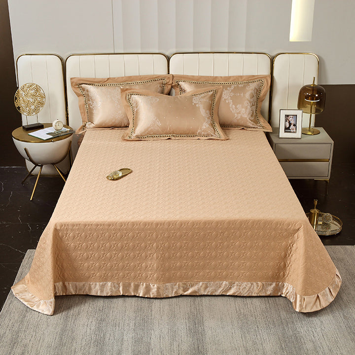 Quilted Microfiber Matelassé Bedspread with Satin Border & Matching Pillow Shams