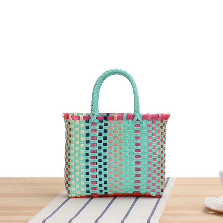 Handmade straw bag with colorful stripes Stornfield