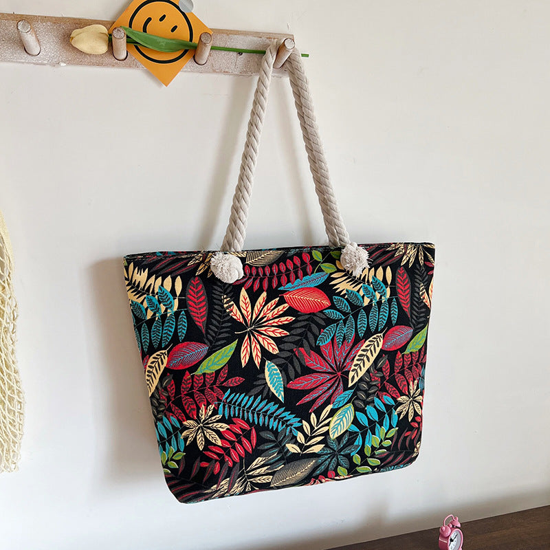 Striped Canvas Beach Tote