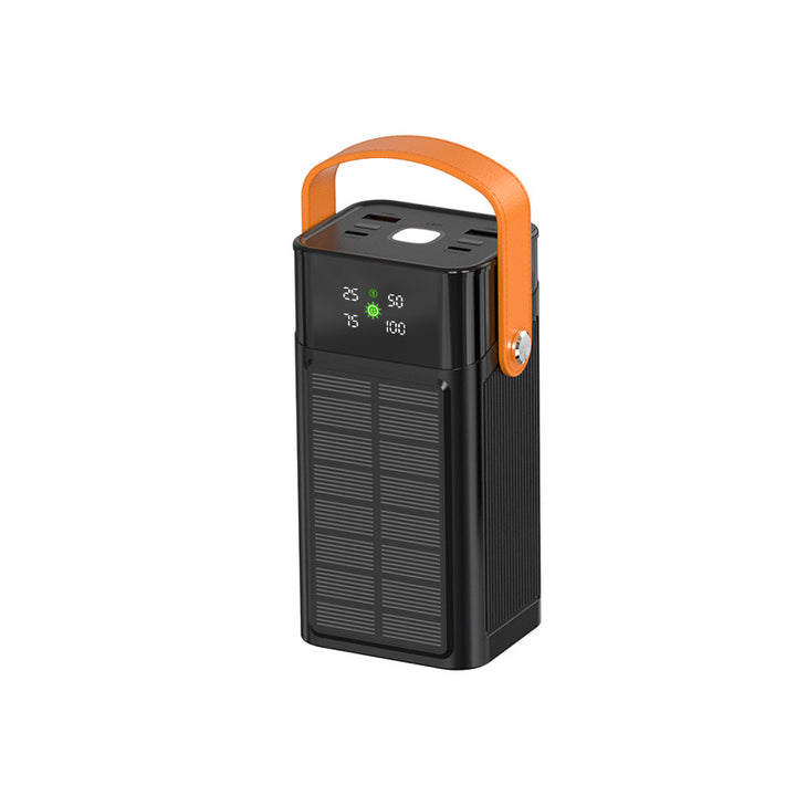 Portable solar power bank with integrated charging station and LED display Stornfield