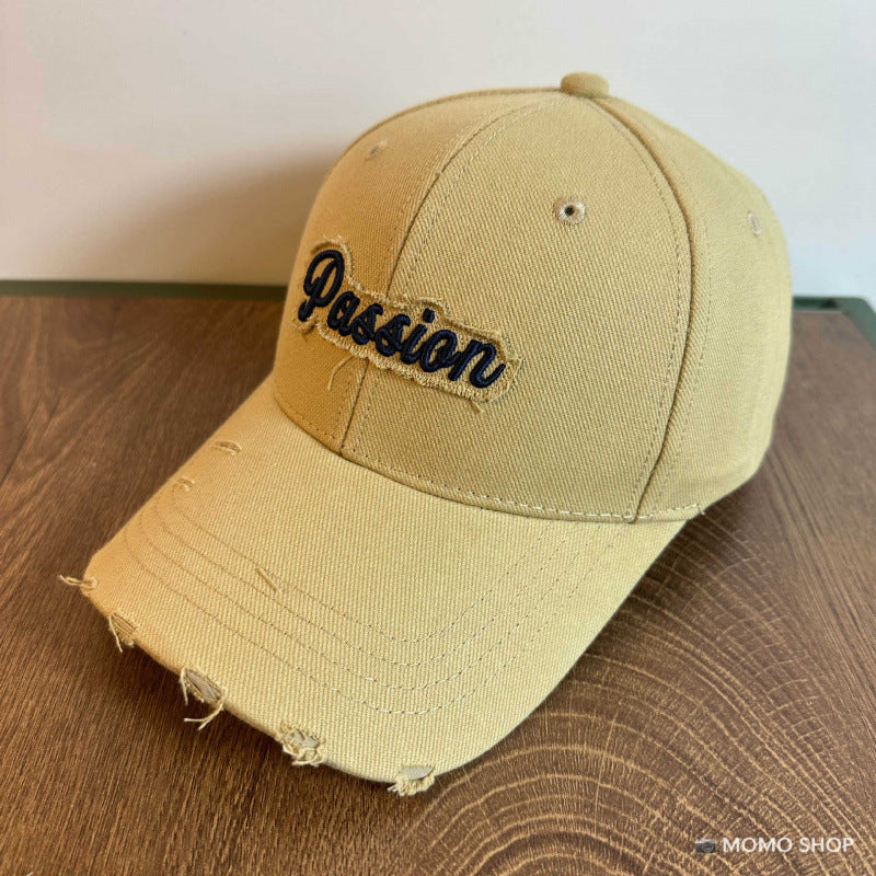 Women's Distressed Cotton Baseball Cap with Embroidered Quote Stornfield