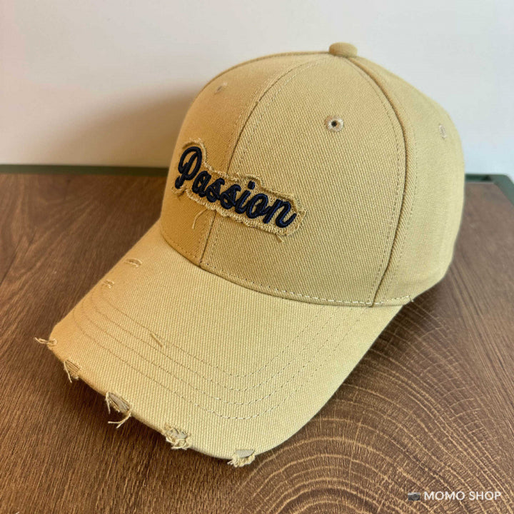 Women's Distressed Cotton Baseball Cap with Embroidered Quote Stornfield