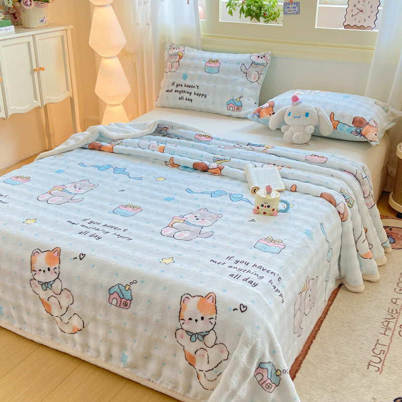 Soft Plush Heart Print Blanket