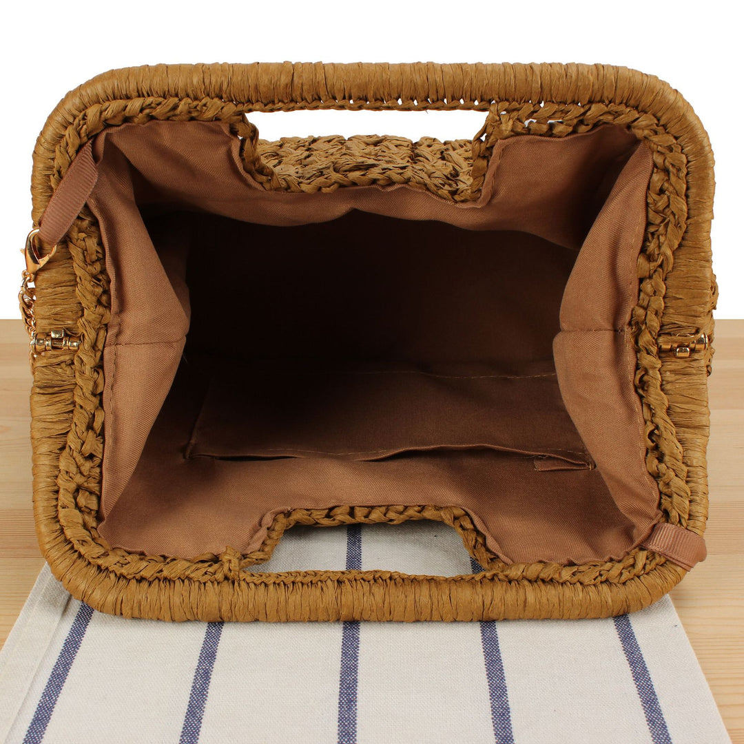 Special handbag made of natural raffia weaving Stornfield
