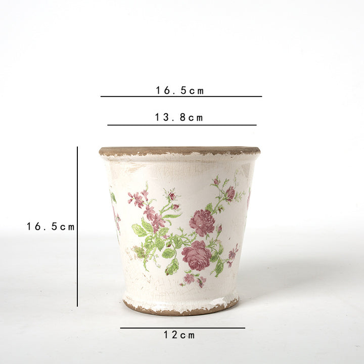 Decorative ceramic flower pot with floral design Stornfield