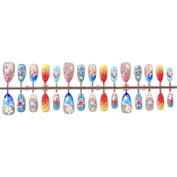 Artistic Floral Decorated Press-On Nails Stornfield