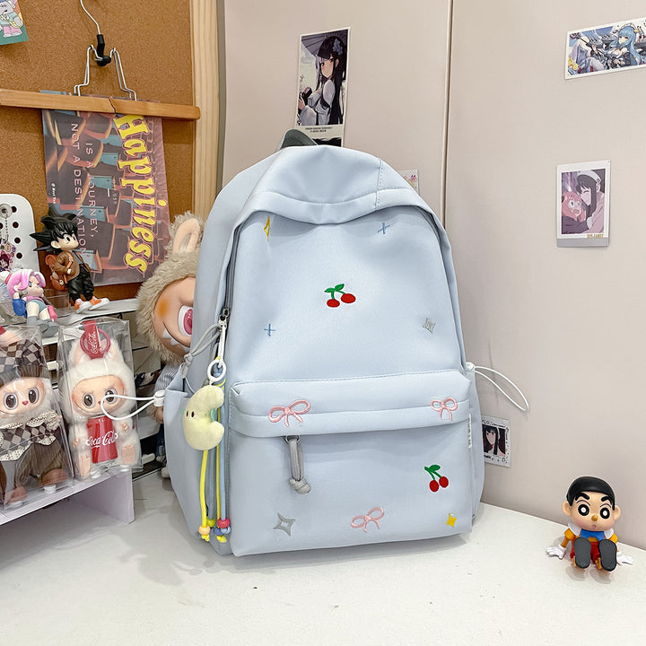 Cute Illustrated Cherry-Embellished Backpack Stornfield