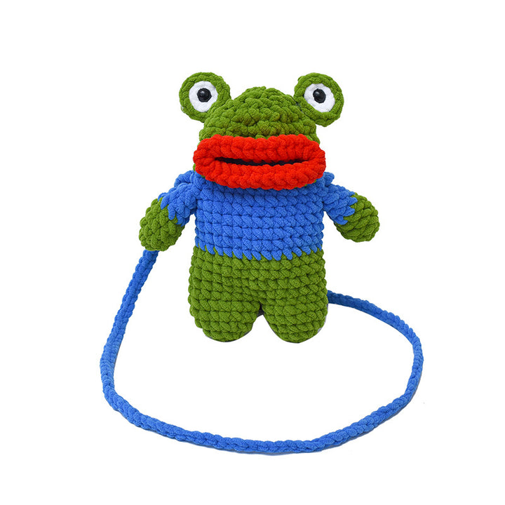 Fun Crocheted Frog-Themed Mini Backpack