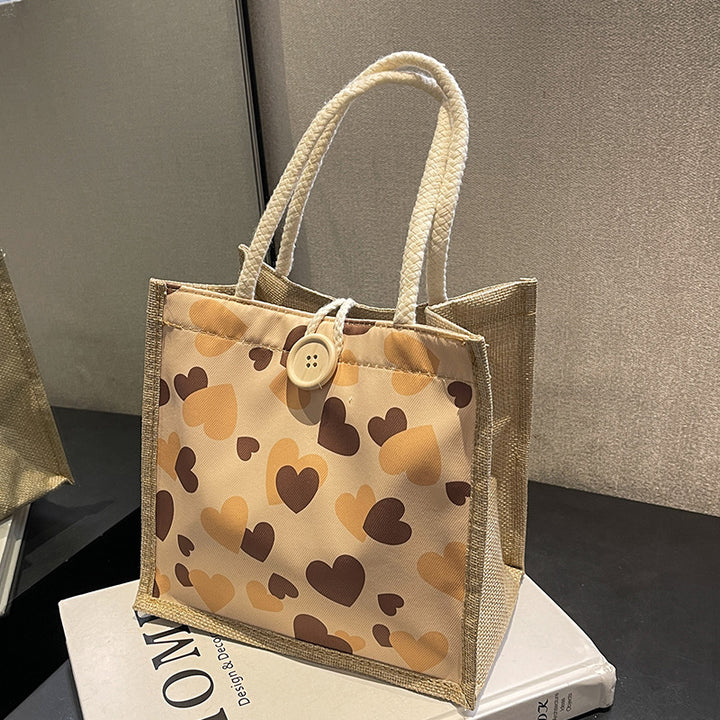 Heart-Patterned Casual Tote Bag