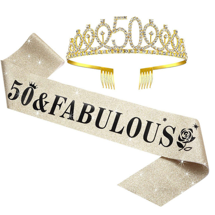 Women's Glittering Birthday Tiara Set with Sash Stornfield