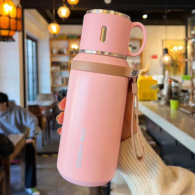 Women's insulated stainless steel drinking bottle with foldable cup Stornfield