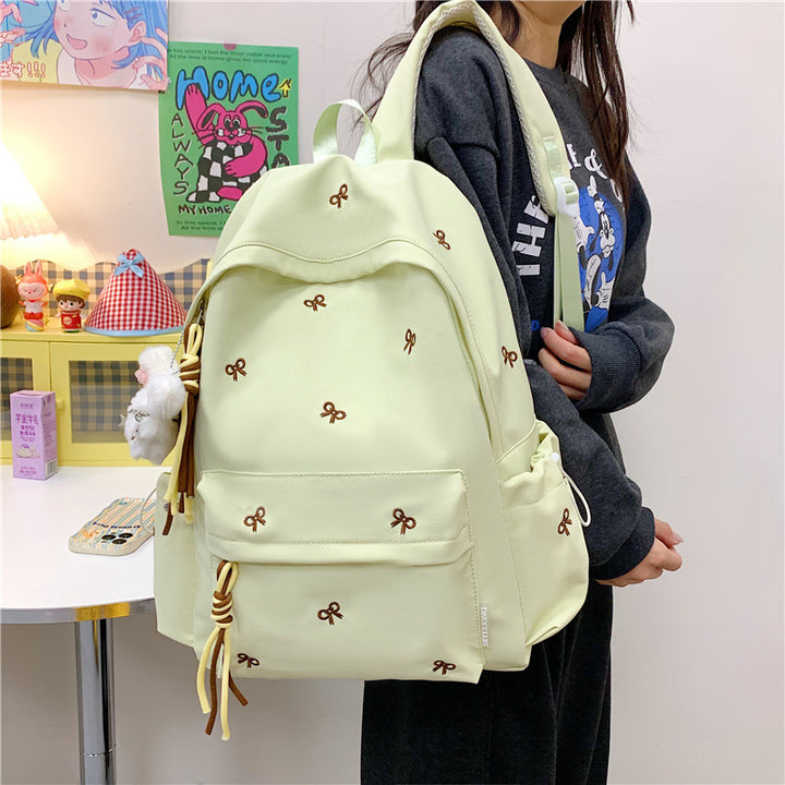 Backpack with Charming Bow Design and Practical Compartments Stornfield
