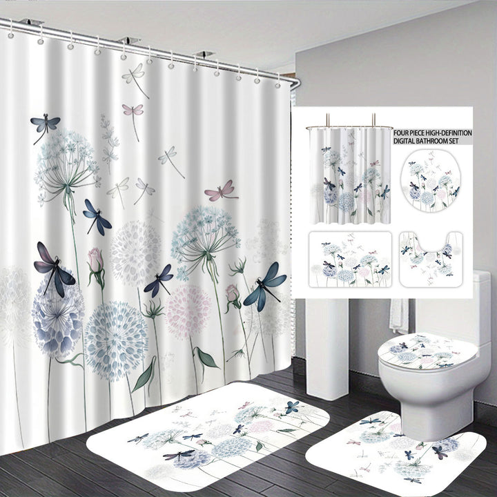 Artistic Dragonfly-Themed Four-Piece Digital Bathroom Set Stornfield