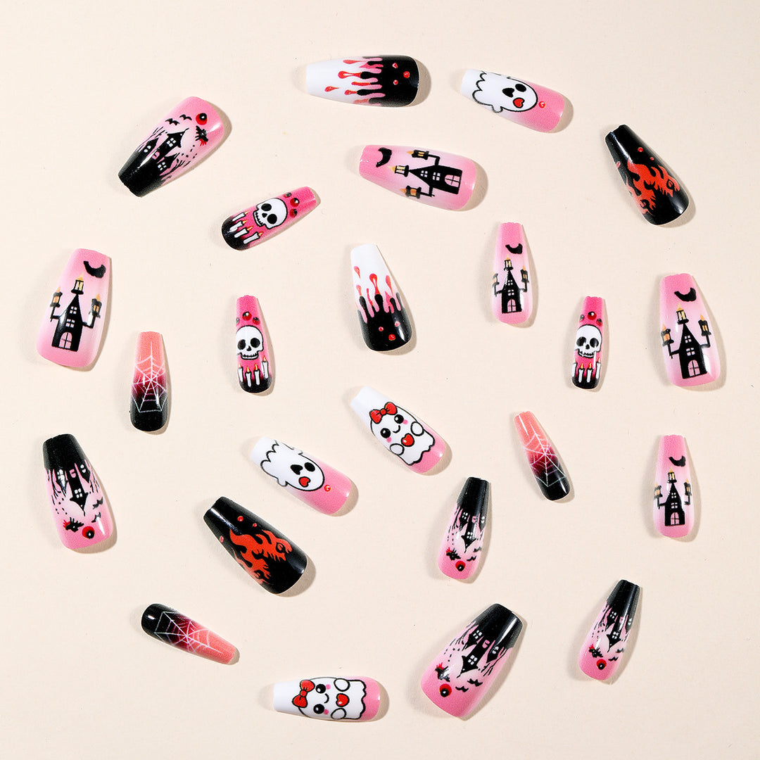 Halloween-Themed Artistic Acrylic Nail Art Extensions Stornfield