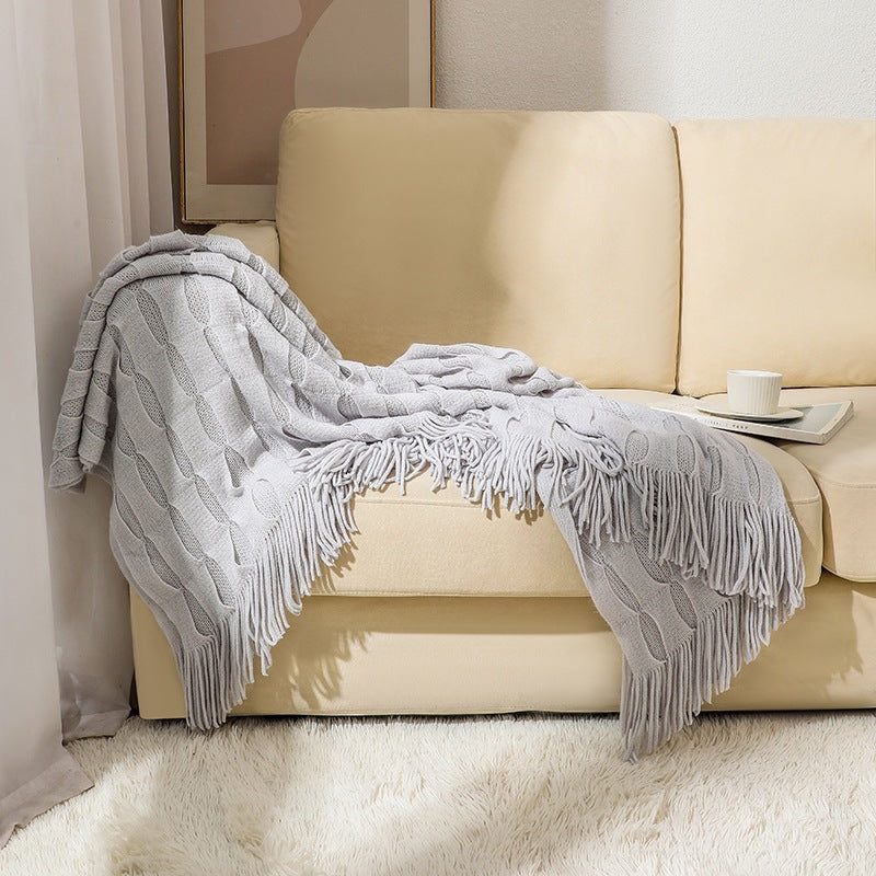 Textured Fringe Throw Blanket