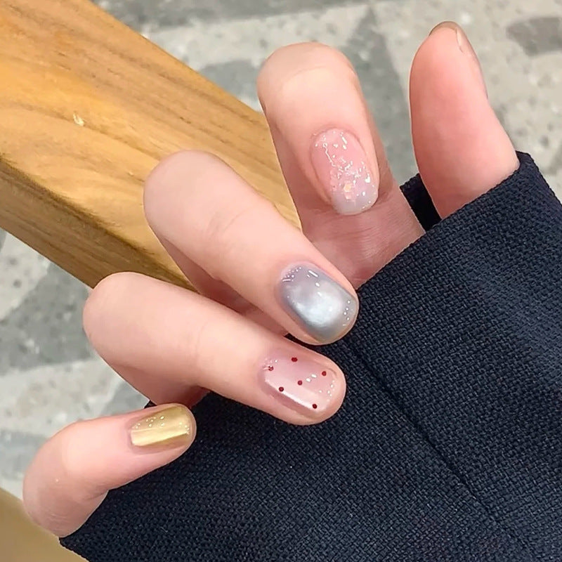 Artistic Press-On Nail Set with Glitter and Gradient Designs Stornfield