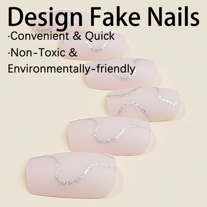 Nail art set with elegant glitter contour design Stornfield