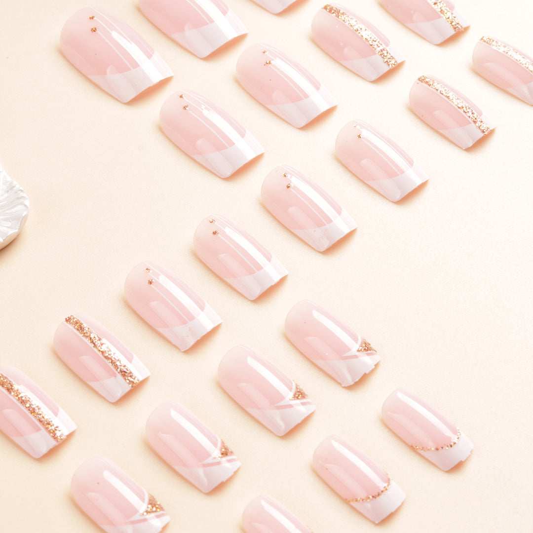 Elegant French Tip Press-On Nail Art Set Stornfield