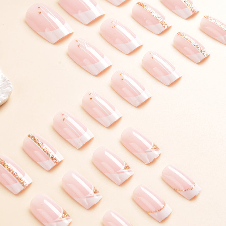Elegant French Tip Press-On Nail Art Set Stornfield