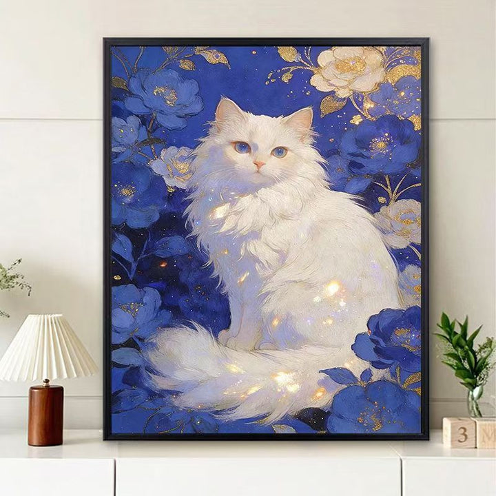 Floral Cat-Themed Wall Art Print Stornfield