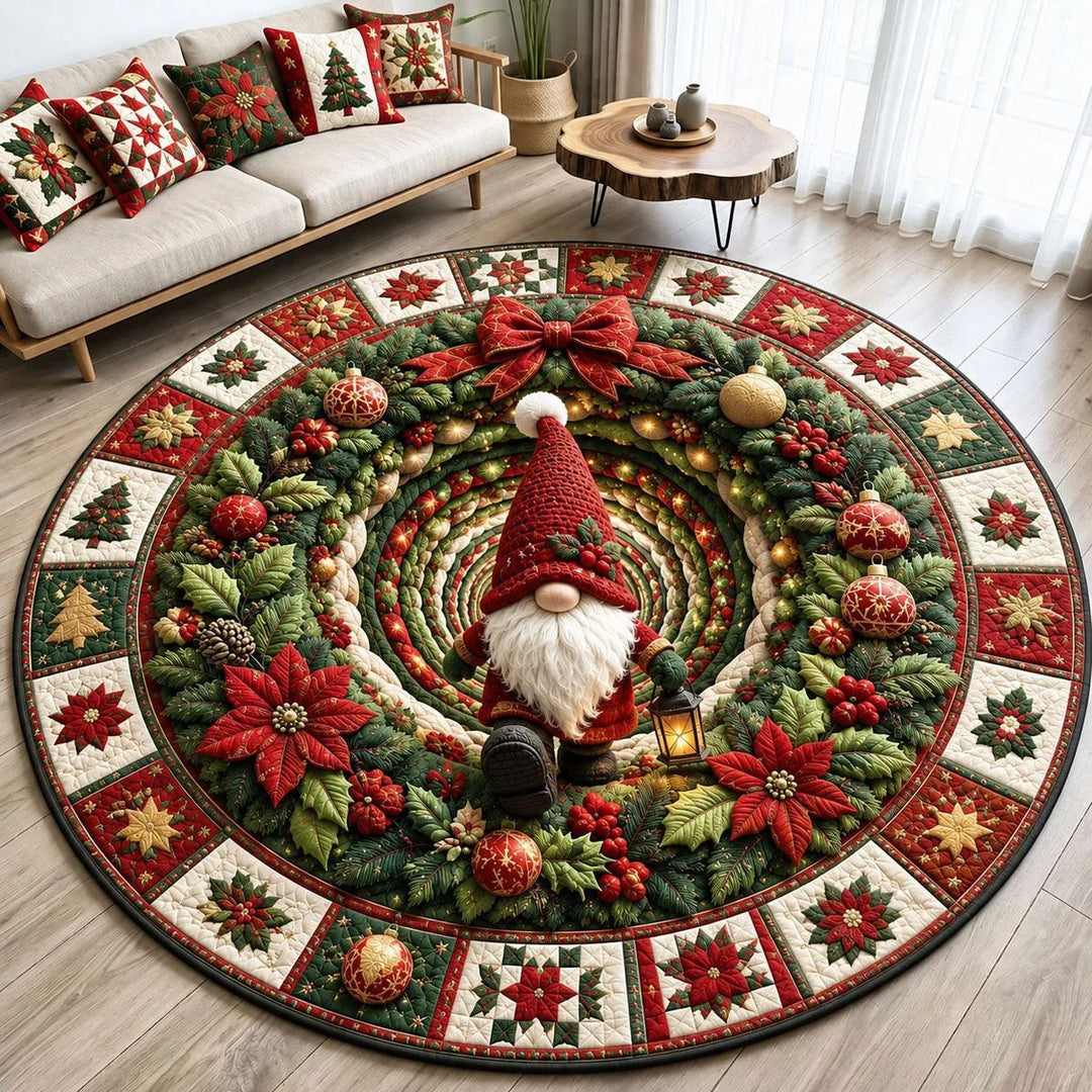 Festive Holiday Themed Round Area Rug