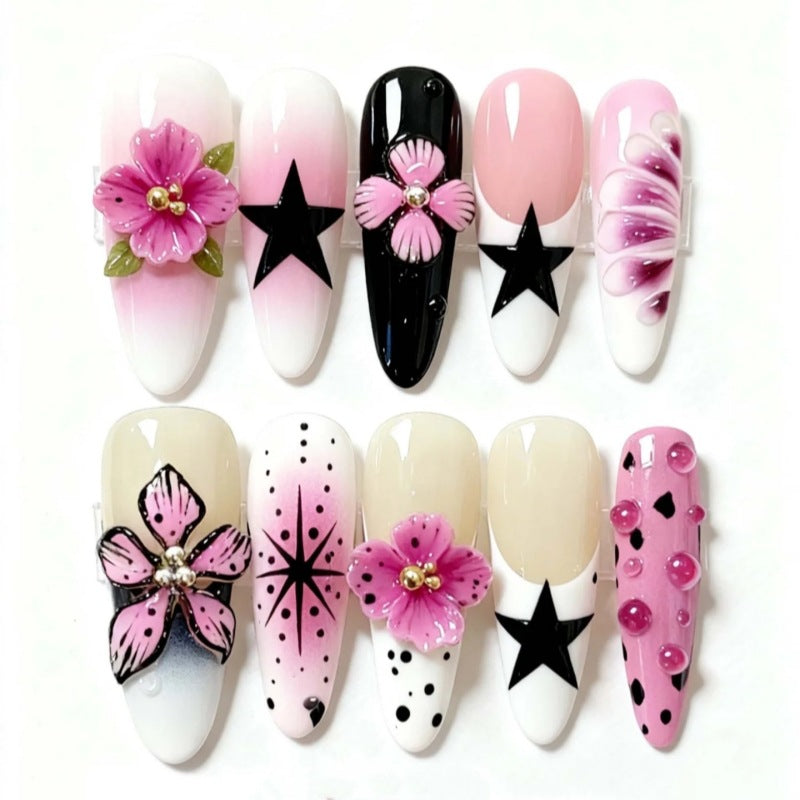 Nature-Themed Artistic Press-On Nail Set Stornfield