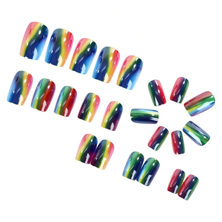 Colorful artificial nails in rainbow design Stornfield