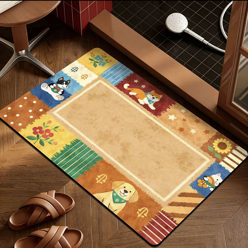 Playful Cat Pattern Bath Mat