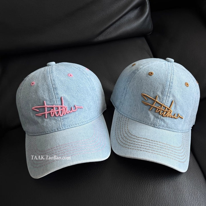 Women's Distressed Denim Embroidered Baseball Cap Stornfield