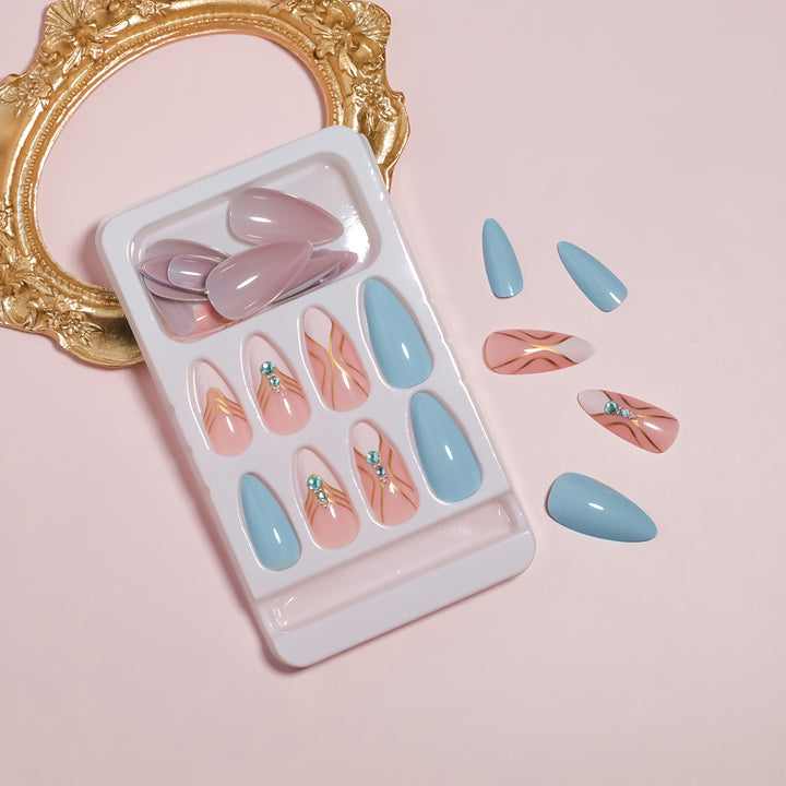 Artistic Press-On Nail Set with Elegant Detailing Stornfield